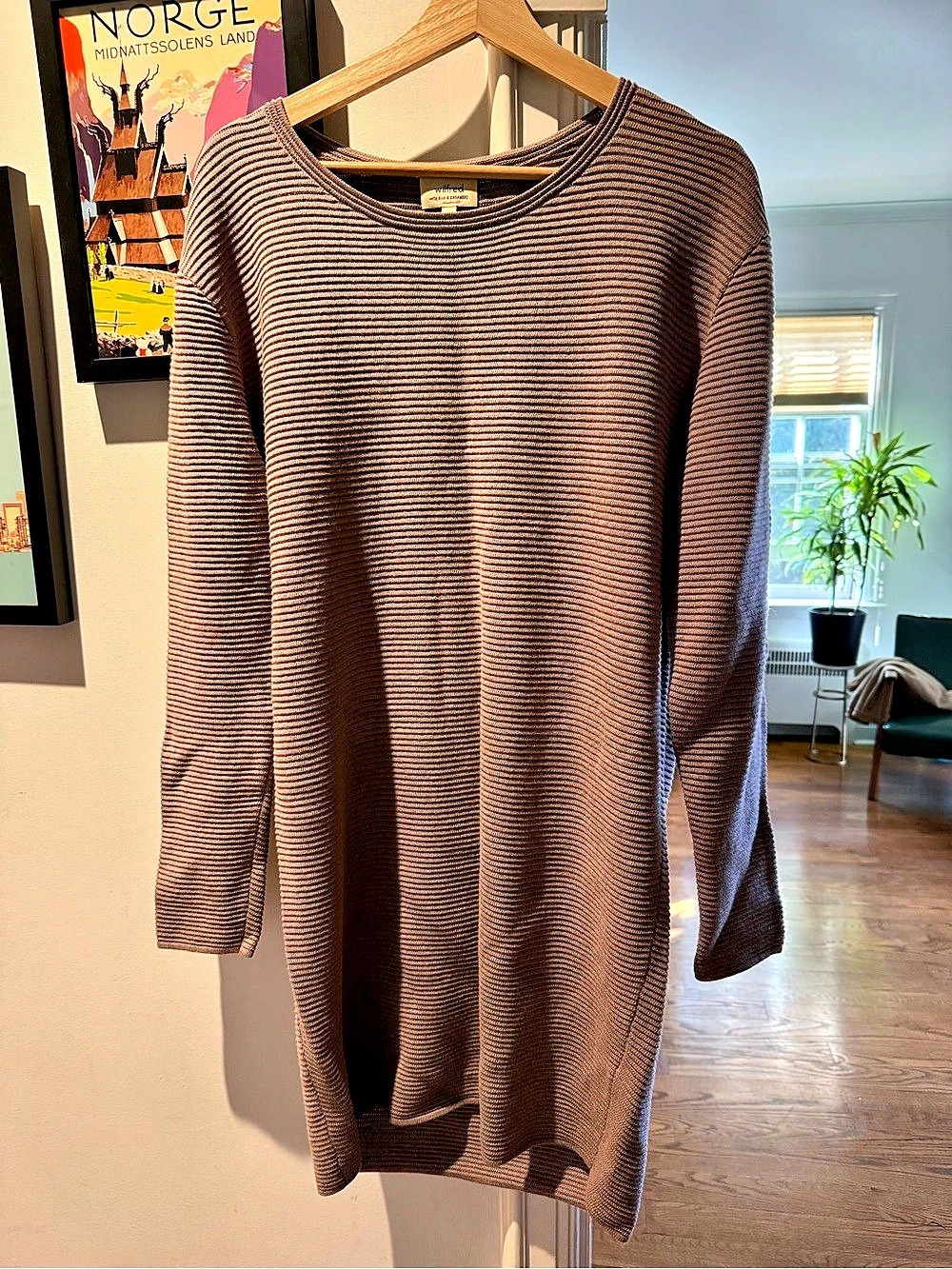Aritzia Wilfred Campanule Ottoman Knit Silk Cashmere Mini Sweater Dress - Mauve